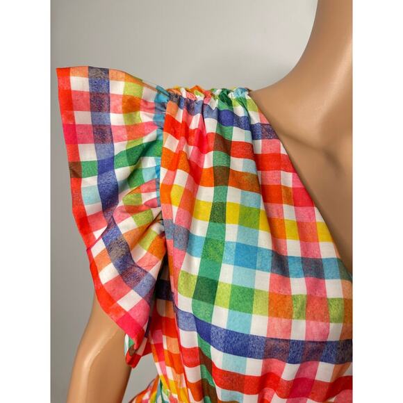 Beulah Style Ruffle Sleeve Gingham Tiered Dress size M - Picture 6 of 11